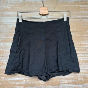 Vince Linen Pleated High Rise Shorts Black Preppy Career Classic Womens 4